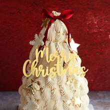 1 buc/3 buc/6 buc auriu argintiu Crăciun fericit acrilic tort lateral decorațiuni pentru petrecere de Crăciun DIY tort decorațiuni consumabile Crăciun decorațiuni de Crăciun pijamale de Crăciun cadouri de Crăciun decor de Crăciun