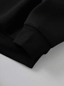 Tween Girls Vintage Heart Print Sweatshirt And Leopard Print Pants Casual Outfit - Black - View 3