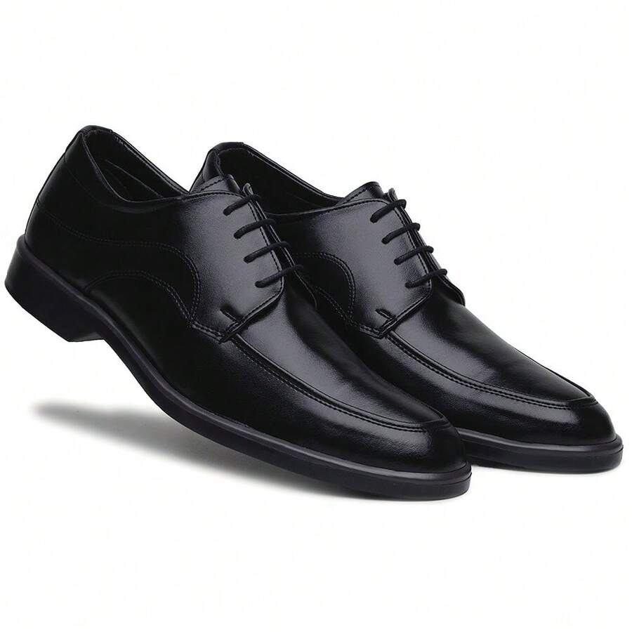 Men's Elegant Lace-Up Basic Black Comfortable Dress Shoes - màu đen - Xem 1