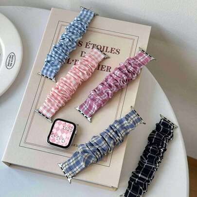 1条女士可爱印花弹力单环表带，兼容 38mm、40mm、41mm、42mm、44mm、45mm、46mm、49mm，时尚手链，可更换表带，适用于 Series 10、9、8、7、6、5、4、3、2、1、SE，发圈式腕带，智能手表配件，母亲节、父亲节、送给家人、朋友和返校学生的礼物