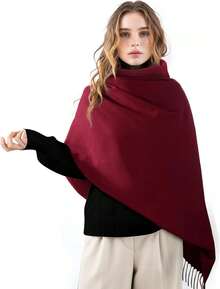 Bufandas para Mujeres, Bufanda de Invierno, Chales y Envolturas Clásicas de Pashmina, Bufandas con Sensación de Cachemira para Mujeres, Bufandas Largas - Crema blanca - Ver 9