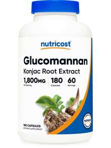Nutricost Glucomannan 1,800mg Per Serving, 180 Capsules - Natural Fiber Source, Non-GMO, Gluten Free | Glucomannan Supplement, Dietary Fiber, Weight Management, Vegan, Premium Quality, Non-GMO, Gluten Free, Nutricost - 其他 - 查看 1