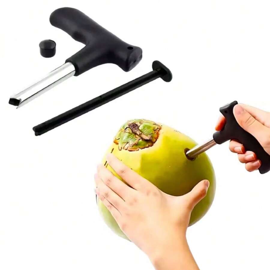 Furador de Coco - Perfurador Manual Prático - Abridor Inox Clink - Preto - Visão 1