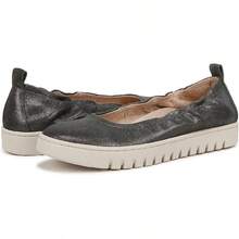 Vionic Uptown Ballet Flat Womens 10 Gray Leather Round Toe Slip On Shoes ZOGG800 - Xám - Xem 1