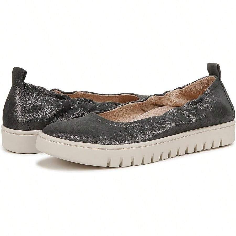 Vionic Uptown Ballet Flat Womens 10 Gray Leather Round Toe Slip On Shoes ZOGG800 - Xám - Xem 1