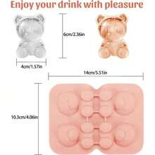 熊形冰块托盘 - 有趣又可爱的硅胶模具，用于制作可爱的冰块，非常适合儿童饮料、派对和创意鸡尾酒冰块托盘冰块冰块柔软冰块模具冰块模具 - 均碼 - 查看 2