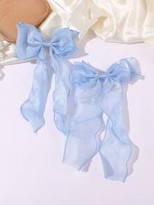 4pcs Cute & Fashionable Hair Clips, Large Colorful Polyester Bow Hair Clips, Stylish Hair Accessories, Girls Hair Decorations - Multicolor - View 15