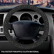 Black Leopard Print Cheetah Elastic Steering Wheel Cover, Non-Slip Breathable Neoprene Steering Wheel Covers, Women Leopard Car Accessories, Universal 15 Inch Fit Auto, Suvs, Truck - mặc định - Xem 2
