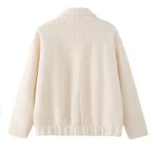 Women's 2025 Winter Fashion Casual Turndown Collar Long Sleeve Faux Fur Wool Blend Coat Jacket