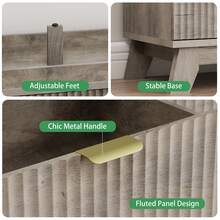 Fluted 6 Drawers Dresser, 47" Wide Modern Chest Of Drawers With Wood Legs, Dresser TV Stand, Wood Drawer Organizer For Bedroom, Living Room, Hallway - 灰色 - 查看 6