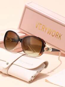 Verywork 1 件复古优雅的 Ins 风格品牌设计女士时尚眼镜，适合驾驶、购物、钓鱼、露营、夏季度假服装、夏季时尚配饰、海滩度假、户外、旅行太阳镜、寺庙装饰、街头 Y2k 风格超大包裹式镜框，适合音乐节、学院风、返校