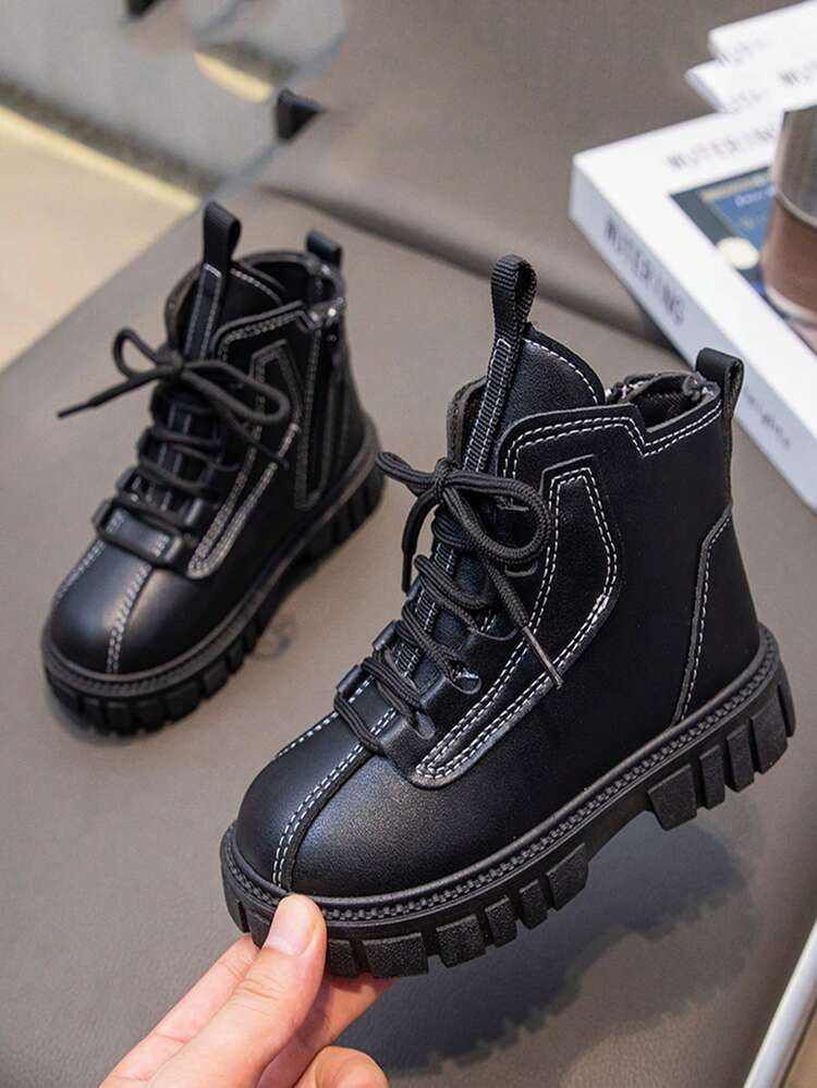 Teens & Couples Casual Boots, Wear-Resistant & Anti-Slip, Suitable For Campus/School - Black - View 4