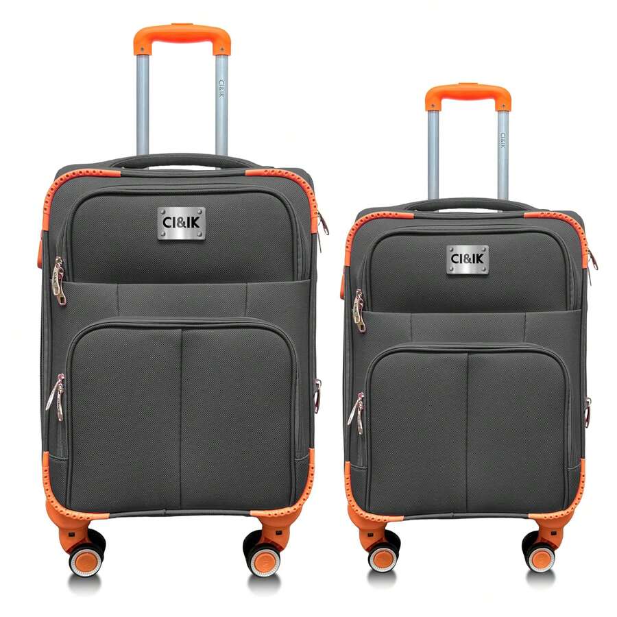 Set Of 2 Travel Suitcases, 20 And 18 Inches, With Rigid Wheels And A Lock. - 灰色 - 查看 1