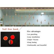 20 Strings Crystal Beaded Curtain, Door String Curtain, Hanging Door Beads Curtains Room Divider For Home Decor Doorway Window Living Room Bedroom, Easy To Install. Chamgagne, 16 Lx 40 W