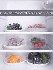 100PCS Disposable Plastic WrapFor Keeping Leftover Foods FreshWith Elastic And Self Seal Closure,Suitable For Covering Bowls AndDishes, Home Use