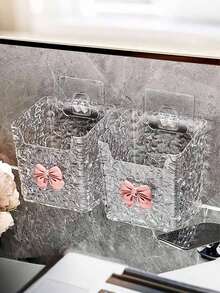 1pc/2pcs Waste Facial Tissues Storage Box, Wall-Mounted Bathroom Washbasin Rack, Cotton Soft Tissues And Facial Tissues, Bathroom Rack