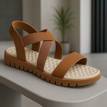 Women's Sandal Papete Orthopedic Anatomical Massaging Ultra Comfort Light And Soft - Camel - Ver 5