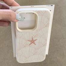 1pc TPU Material Pink Elegant Starfish & Shell Pattern Full Screen Phone Case, Compatible With Iphone/ Phones - White - View 4