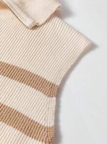 Acelitt Chaleco de punto sin mangas casual con cuello a contraste y media cremallera, primavera/otoño - Multicolor - Ver 8