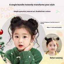 Synthetic Hair Bun Scrunchie Wig, Children's Wig, Girls' Flower Bun Hairstyle Wig Accessories, Wig Scrunchie, Funny Long Beard Wig - Multicolor - View 6