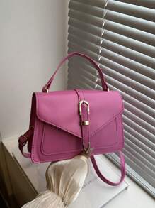 防水、輕盈、商務休閒簡約扣環裝飾翻蓋方形包適合青少年女孩女大學生、菜鳥和白領，非常適合辦公室、大學、工作、商務、通勤