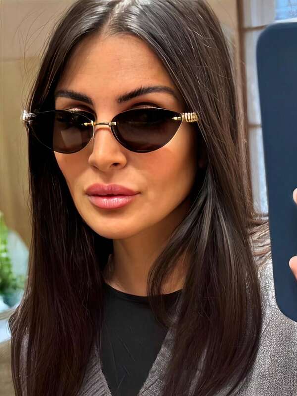 1pc Frameless Bohemian Retro Street Metal Fashion Fashion Glasses, Suitable For Parties, Exclusive Travel, All Seasons