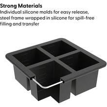 &P Cup Cubes Silicone Freezer Tray With Lid, Blue, Makes 4 1-Cup Portions, Freeze & Store Soup, Broth, Sauce, Leftovers, Dishwasher, 4-Cup - 木炭 - 查看 11