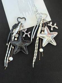 1 szt. kreatywny brelok do kluczy w kształcie gwiazdy, w zestawie z pasującym brelokiem do samochodu, zawieszkami w kształcie serca i gwiazdy, zawieszkami do torebek wnękowych oraz ręcznie tkanymi zawieszkami na smycz dla par.