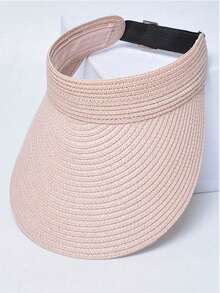 1 件可调节无檐草帽，新款夏季时尚男女通用防紫外线可折叠宽檐太阳帽，休闲百搭波西米亚复古街头优雅风格，涤纶面料，适合春夏季 - A - 查看 4