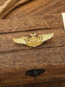 1 pieza Broche de águila, insignia de metal de aviación estilo europeo y americano, accesorio para traje/camisa, accesorio de otoño-invierno, adecuado para adolescentes, jóvenes, hombres, uso casual, al aire libre, deportivo, regalos de graduación, cumpleaños, uso diario, regalos de Halloween para hombres, alfileres para bolsas, Navidad