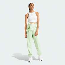 Adidas Essentials Jogger Pants Women's Small Green Fleece Tapered Leg SRT330 - Green - View 3