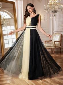 1 Stück asymmetrisches Design elegantes gerafftes Mesh-Kleid, hochwertiges Abendkleid für Hochzeiten, formelle Anlässe, geeignet für Frühling, Sommer, Herbst, Winter