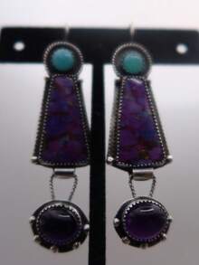 2PCS Vintage Bohemian Purple Charm Enamel Multicolor Dangling Women's Earrings For Daily Gift Party Birthday Gift - Nhiều màu - Xem 2