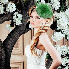 Ibeauti Fascinator Hats With Screentouch Lace Gloves Set Women Tea Party Cocktail Wedding Derby Headwear Short Gloves - 02 綠色 - 查看 7