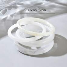 4 件套女士时尚扎染白色手链套装，适合日常佩戴