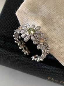 5pcs Elegant Copper Inlaid Cubic Zirconia Fashion Simple Chic Rings Set, Suitable For Wedding, Party, Holiday Gift, Bride