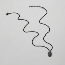 1 件男士黑色不锈钢简约方形星星吊坠项链