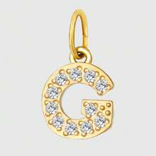 1 件简约百搭不锈钢锆石 26 字母吊坠，手工制作 DIY 项链手链耳环珠宝配饰，送给好友周年纪念礼物