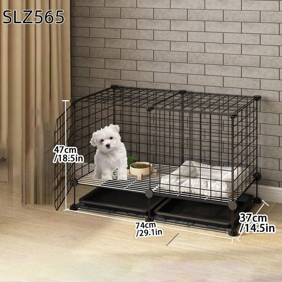 Indoor Dog Cage With Separate Litter Box For Small/Medium Dogs, Corgi & Teddy Pet Dog Kennel Fence - Multicolor - View 1