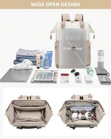 LOVEVOOK Laptop Backpack Women Work Laptop Bag With USB Port - Light Grey & Pink - View 7