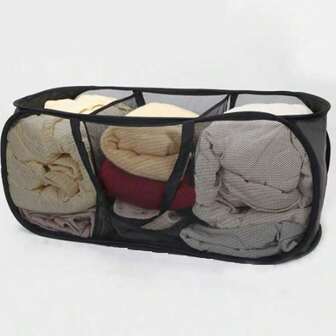 1pc Large-Capacity Multi-Color Two-Compartment/Three-Compartment Storage Baskets, Dirty Clothes Laundry Baskets And Dirty Clothes Baskets, Multi-Functional Toy, Clothes And Sundries Storage Baskets, Suitable For Bedroom Bathrooms, Laundry Rooms, Living Rooms, Corridors And Other Scenarios, Convenient, Beautiful And Space-Saving.