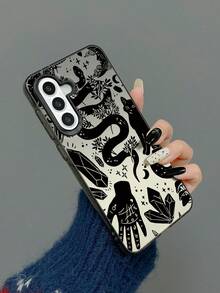 1pc Fashion Snake & Cat Pattern Printed Anti-Drop Phone Case, Suitable For IPhone11/12/13/14/15/16/16PRO/16PROMAX, GalaxyA05/A15/A25/A35/A53/A54/A55/S23/S24ULTRA