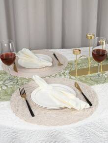 Round Woven Placemats 15 Inch Set Of 4 Bohemian Woven Washable Kitchen Table Placemats For Family Gatherings, Wedding Parties