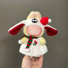 Ropa de muñeca navideña de 6.69 pulgadas, compatible con Labubu, 1 set de decoración - Tocado de moda, conjunto de ropa y pantalones o falda, adecuado para muñecas de 6.69 pulgadas, accesorios navideños lindos de BuLabu, para jugar y exhibir (zapatos y muñecas no incluidos)