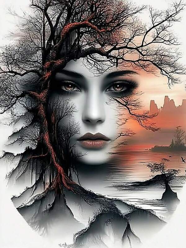 1 pezzo non incorniciato 30 * 40cm/11.8 * 15.7 pollici, donna dipinta ad inchiostro, kit fai-da-te per ricamo a punto croce stampato 11CT/14CT, kit per ricamo a punto croce facile per adulti e principianti, ottimo per decorazione da parete di camera da letto e soggiorno, regalo include tela stampata, ago, filo, disegni e istruzioni.