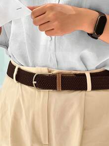 1pc 26-Color Elastic Waist Belt (2.5cm Wide, 105cm Long), Fashion Sports Unisex Couples Woven Elastic Waistband