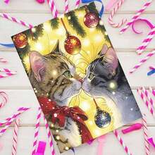 1 pieza Tarjeta de felicitación navideña australiana con sobre, 11cm X 16cm - Diseño encantador de gatos besándose con adornos festivos, ideal para amigos, familia y amantes de los gatos, tarjeta de celebración navideña conmovedora