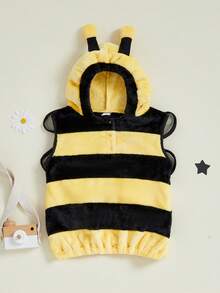 Kid Halloween Costume, Sleeveless Striped Hooded Vest With Wings Cosplay Bee Costume - Yellow - View 1