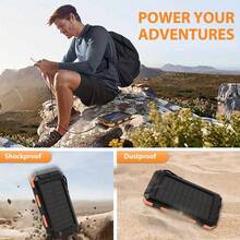 2025 Super 10000mAh USB Portable Charger Solar Power Bank For Mobile Phones, Solar Power Bank, Mobile Power Bank, Portable Charger For All Devices - Long-Lasting, Travel Camping, LED Flashlight, Compass, And Hiking Buckle, Best Gift For Christmas Holidays - Màu xanh nhạt - Xem 4