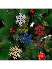 4 Stücke/Packung künstliche glitzernde Schneeflocken, Weihnachtsdekoration, geeignet für Weihnachtsbaum Dekoration